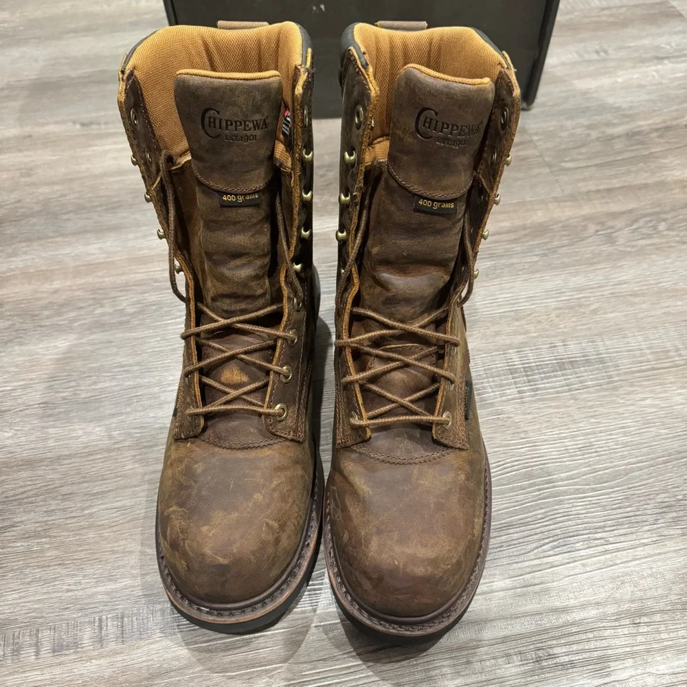 Chippewa Valdor 8” Waterproof Comp Toe Insulated Logger Buff Leather Boots